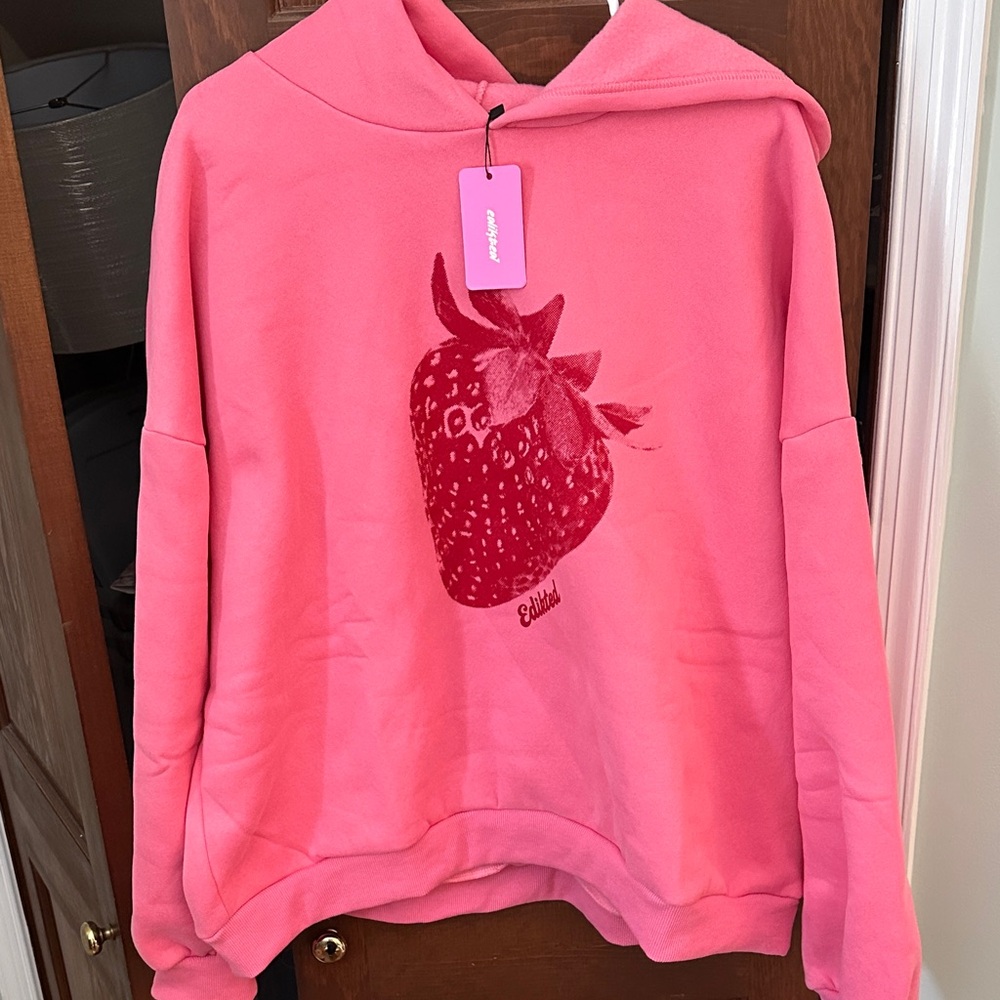 Edikted Pink Strawberry Graphic Sweater